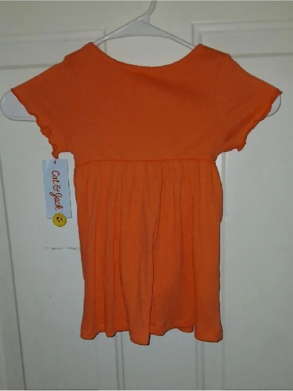 Cat & Jack Orange Ruffle Sleeve Knit Dress Girls 18 Months NWT